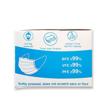 Load image into Gallery viewer, BFE99 VFE99 PFE99 ASTM Adult White Masks with certificates against Virus (50masks / box) sealed bag
