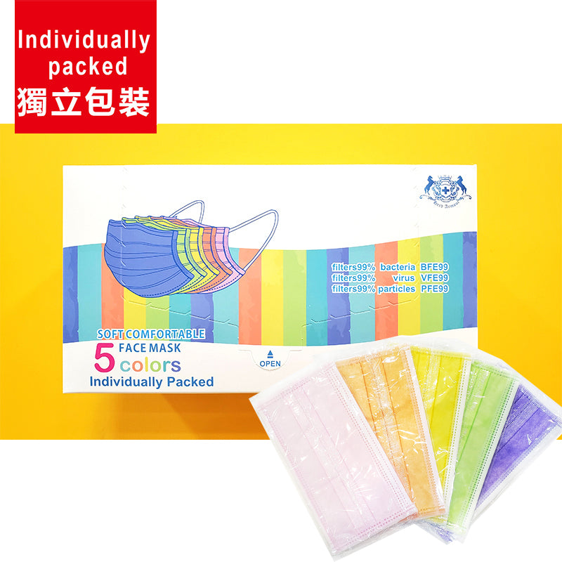 Individual packed BFE99 VFE99 PFE99 ASTM (Colour) with certificates against Virus (50masks / box)