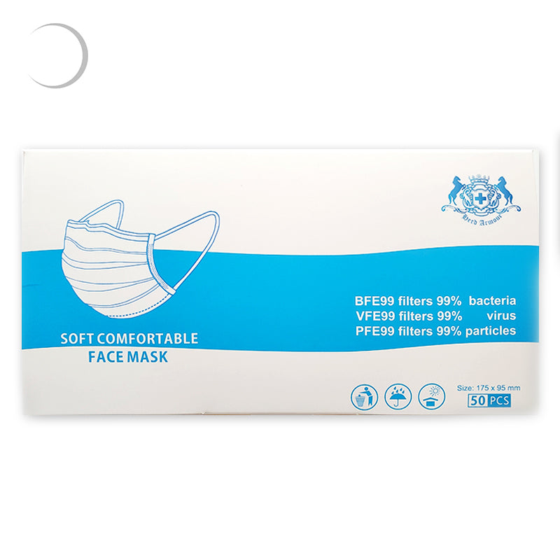 BFE99 VFE99 PFE99 ASTM Adult White Masks with certificates against Virus (50masks / box) sealed bag