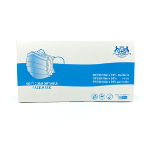 (07BN) BFE99 VFE99 PFE99 ASTM Adult Blue Masks with certificates against Virus (50masks / box) sealed bag