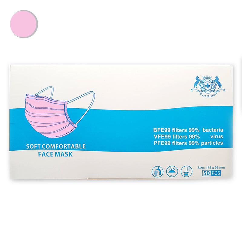 (18PN)BFE99 VFE99 PFE99 ASTM Adult Pink Masks with certificates (50masks / box) sealed bag